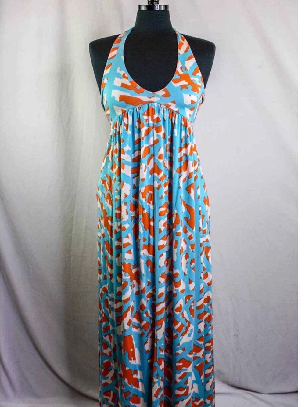 Diane Von Furstenberg Turquoise Dress with Orange & White Print